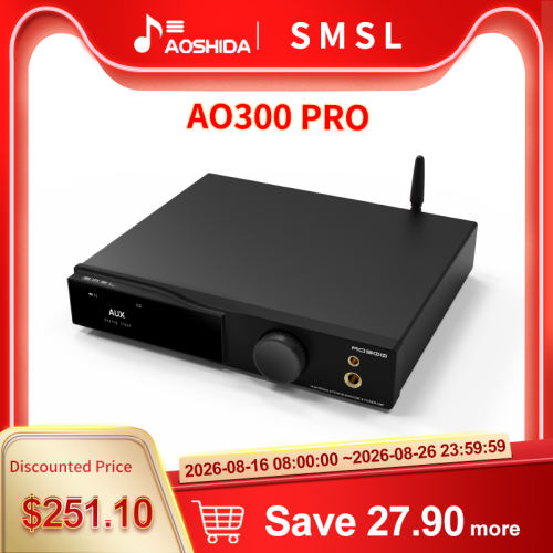 SMSL AO300 PRO Decoder & Power Amplifier & Headphone AMP  165W*2 Bluetooth 5.3 HDMI(eARC)