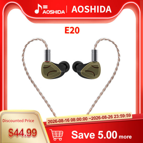 AOSHIDA E20 Earphone 10mm Beryllium Coated Dynamic Driver 8mm DLC Diaphragm In-ear Headphone HiFi Audio Earset Outdoor