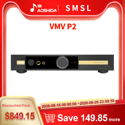 SMSL VMV P2 Headphone Amplifier High Resolution HPA High Power Headphone AMP Dual PU30212 Fully Balanced Hi-res Pre-amp SNR 133dB