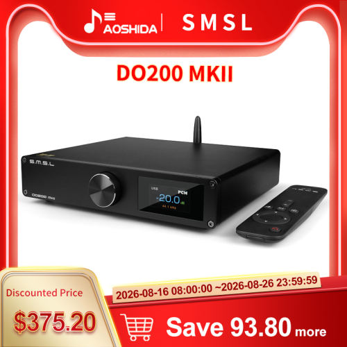 SMSL DO200 MKII MQA Audio DAC ES9068AS*2 XMOS Bluetooth 5.0 MQA, Full Decoding OPA1612*5 op amps DSD512 768KHZ 32Bit,CD Decoder