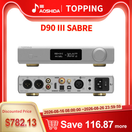 TOPPING D90 III SABRE Fully Balanced HiFi DAC Dual ESS9039SPRO Decoding Wireless USB MQA Full Decoder Pre-Amp Bluetooth5.1 LDAC