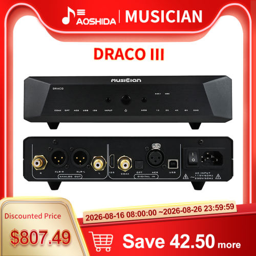 MUSICIAN Draco III R2R DAC I2S/Coaxial/Optical/AES Blanced/USB input RCA/XLR balanced output ALTERA CHIP R2R decoder