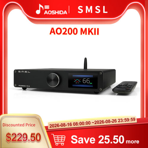 SMSL AO200 MKII Power Amplifier 160W*2  XLR RCA Bluetooth 5.0 Subwoofer 2.1