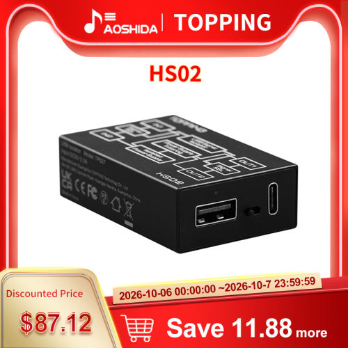 TOPPING HS02 USB 2.0 High Performance AUDIO ISOLATOR Type C input 1500KVRMS PCM32bit/768kHz DSD512 Native 0.073Ultra Low Latency