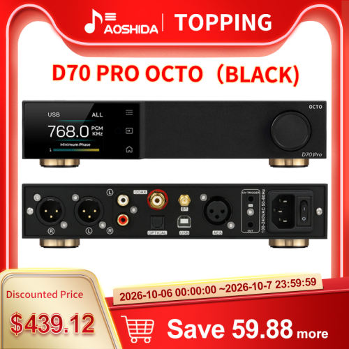 TOPPING D70 Pro OCTO HIFI DAC 8x CS43198 DAC Chip Hi-res Wireless Audio Decoder XMOS XU316 Bluetooth 5.1 LDAC RCA/XRL Output