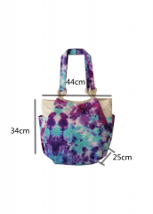 2021 Hot selling tie-dye Beach Bag / Handbag / Natural Canvas Bag, With Screen Printed