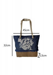 Natural Jute Linen Burlap Tote Beach Bag foldable Large Capacity Female Casual Joint Shoulder Beach Bag