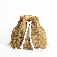 Summer beach women natural Pure hand knitting new collnection strawbag weave Backpack