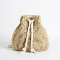 Summer beach women natural Pure hand knitting new collnection strawbag weave Backpack