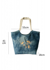 Women's Elegant Denim Satchel Single Shoulder Crossbody Bag Oversized Large Tote Beach Bag