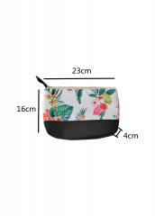 Hot Sale Custom Cotton PU Bags Wholesale Portable Eco Friendly Digital Print Small custom zip cotton Pu pouch bag/Cosmetic Bag Makeup Bag With lining change purse