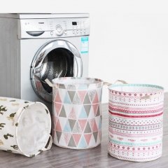 Red Round Laundry Basket with Durable Handle