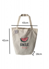 Stripe print Promotional natural cotton canvas cloth carry tote shopping bag