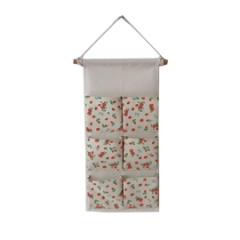 3 Pocket Hanging Bag Cotton And Linen Wall Mounted Storage Bag Behind The Door