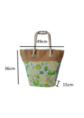 Natural women popular beach bag vintage straw paper and polyester shoulder bag