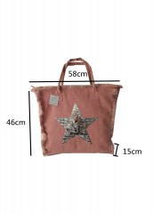 Embroidery sequins New Style Eco Friendly Cotton Canvas tassel design Large Capacity Summer Beach Bag