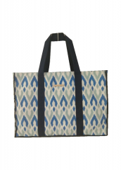 Geometric pattern printing Ribbon weaving handle New Style Eco Friendly Cotton Canvas Large Capacity Summer Beach Bag