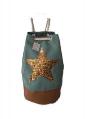 Star Embroidery sequins Eco Friendly Cotton Canvas Large Capacity Summer Beach Bag With Adjustable shoulder strap