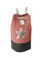 Star Embroidery sequins Eco Friendly Cotton Canvas Large Capacity Summer Beach Bag With Adjustable shoulder strap