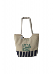 Eco Friendly Cotton Canvas Cotton rope bottom stitching Large Capacity Summer Beach Bag With high quality Cotton rope handle