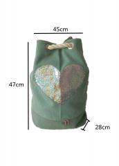 Heart Embroidery sequins Eco Friendly Cotton Canvas Large Capacity Summer Beach Bag With Adjustable shoulder strap