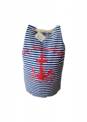 Anchor print Eco Friendly Cotton Canvas Large Capacity Summer Beach Bag With Adjustable shoulder strap