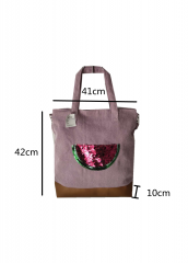 New Style Eco Friendly Cotton Canvas Embroidery sequins Large Capacity Summer Beach Bag With Adjustable shoulder strap