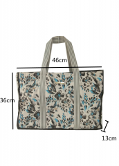 full printing Ribbon weaving handle New Style Eco Friendly Cotton Canvas Large Capacity Summer Beach Bag