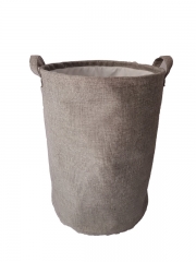 Solid Color Round Laundry Basket with Durable Handle