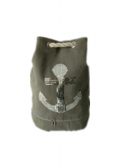 Anchor Embroidery sequins Eco Friendly Cotton Canvas Large Capacity Summer Beach Bag With Adjustable shoulder strap