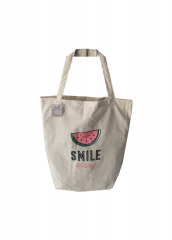 Fashion promotional custom printed natural cotton canvas cloth carry tote shopping bag with Fruit printing