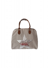 Sequins embroidery Hot sell custom printed natural cotton canvas cloth carry tote shopping bag with PU handle