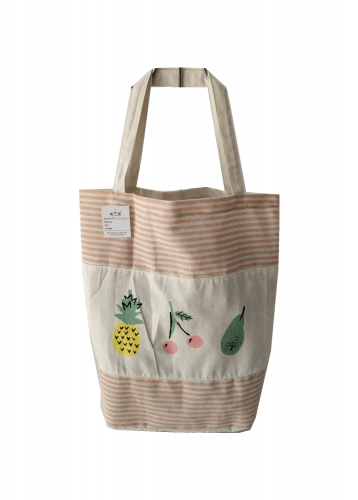 Promotional Stripe stitching and lovely printing natural cotton canvas cloth carry tote shopping bag