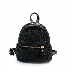 Fashion Backpack Small Straw Backpack With Leather Strap Travel Beach Mini Lady Backpack