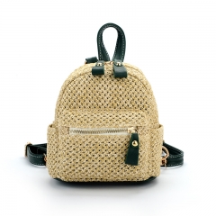 Fashion Backpack Small Straw Backpack With Leather Strap Travel Beach Mini Lady Backpack