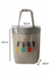 cute printing Promotional natural cotton linen carry tote shoulder shopping bag