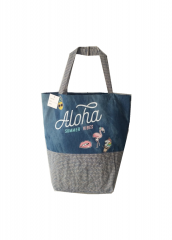 Denim stitching Promotional natural cotton carry tote shoulder shopping bag