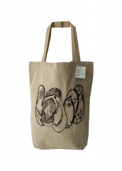 cute printing Promotional natural cotton linen carry tote shoulder shopping bag