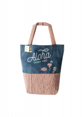 Denim stitching Promotional natural cotton carry tote shoulder shopping bag