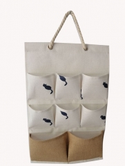 8 Pocket Hanging Bag Cotton And Linen Wall Mounted Storage Bag Behind The Door