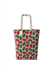 Christmas style full printing Promotional natural cotton carry tote shoulder shopping bag