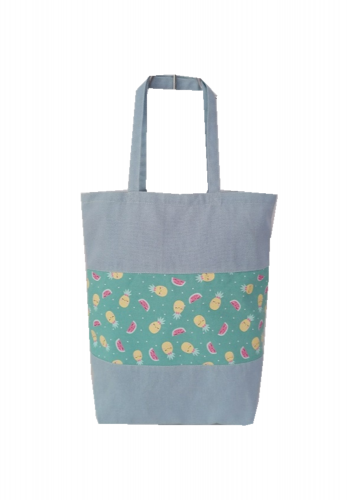 Splicing Floral printing Promotional natural cotton carry tote shoulder shopping bag