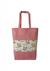 Splicing Floral printing Promotional natural cotton carry tote shoulder shopping bag