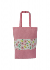 Splicing Floral printing Promotional natural cotton carry tote shoulder shopping bag