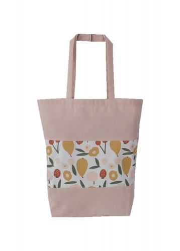 Splicing Floral printing Promotional natural cotton carry tote shoulder shopping bag