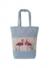 Splicing Floral printing Promotional natural cotton carry tote shoulder shopping bag