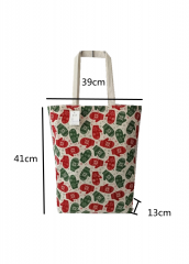 Christmas style full printing Promotional natural cotton carry tote shoulder shopping bag