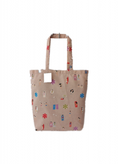 Christmas style full printing Promotional natural cotton carry tote shoulder shopping bag