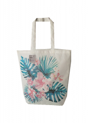 summer print Promotional natural cotton carry tote shoulder shopping bag