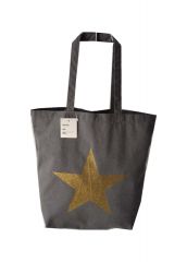 Gold stamping on grey base Promotional natural cotton carry tote shoulder shopping bag